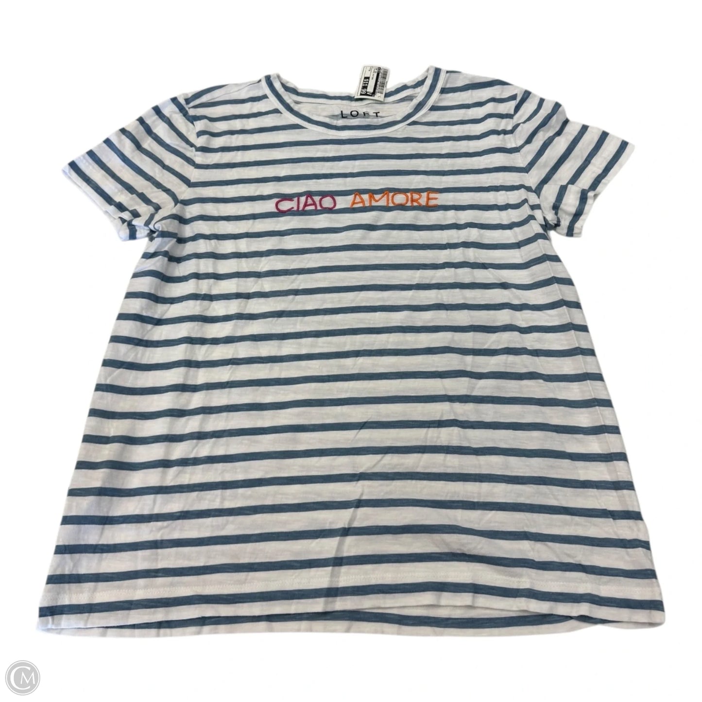 Top Short Sleeve By Loft In Striped Pattern, Size: M