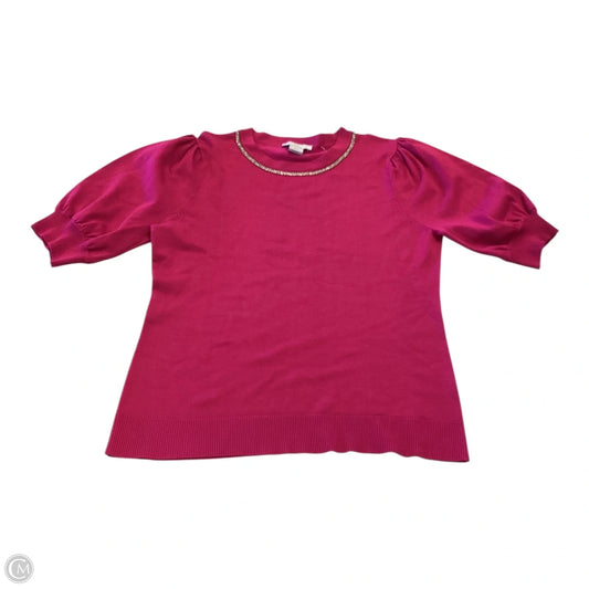 Top Short Sleeve By Halston Heritage In Pink & Silver, Size: L