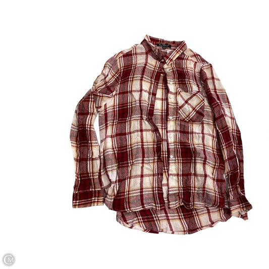 Top Long Sleeve By Velvet Heart In Plaid Pattern, Size: M