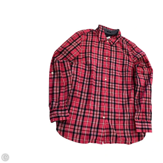 Top Long Sleeve By Tommy Hilfiger In Plaid Pattern, Size: M