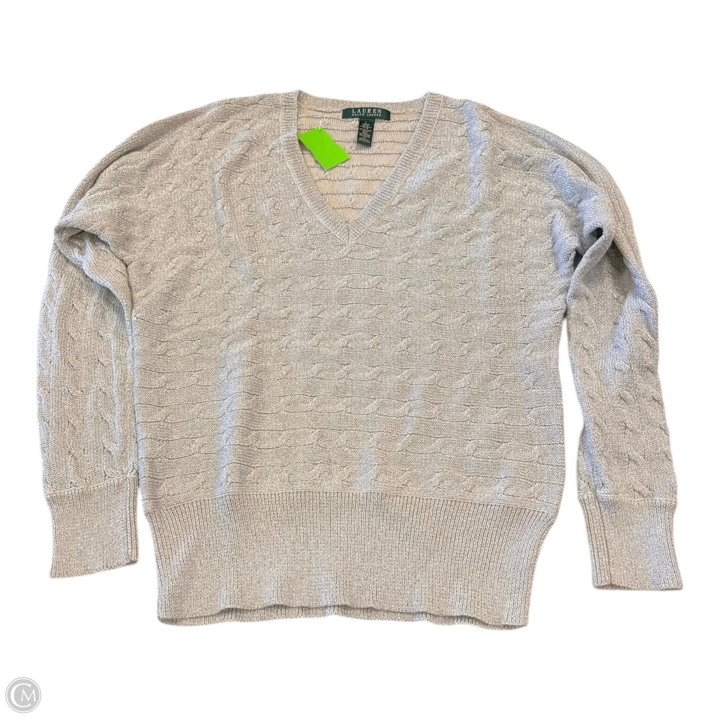 Sweater By Lauren By Ralph Lauren In Silver, Size: L