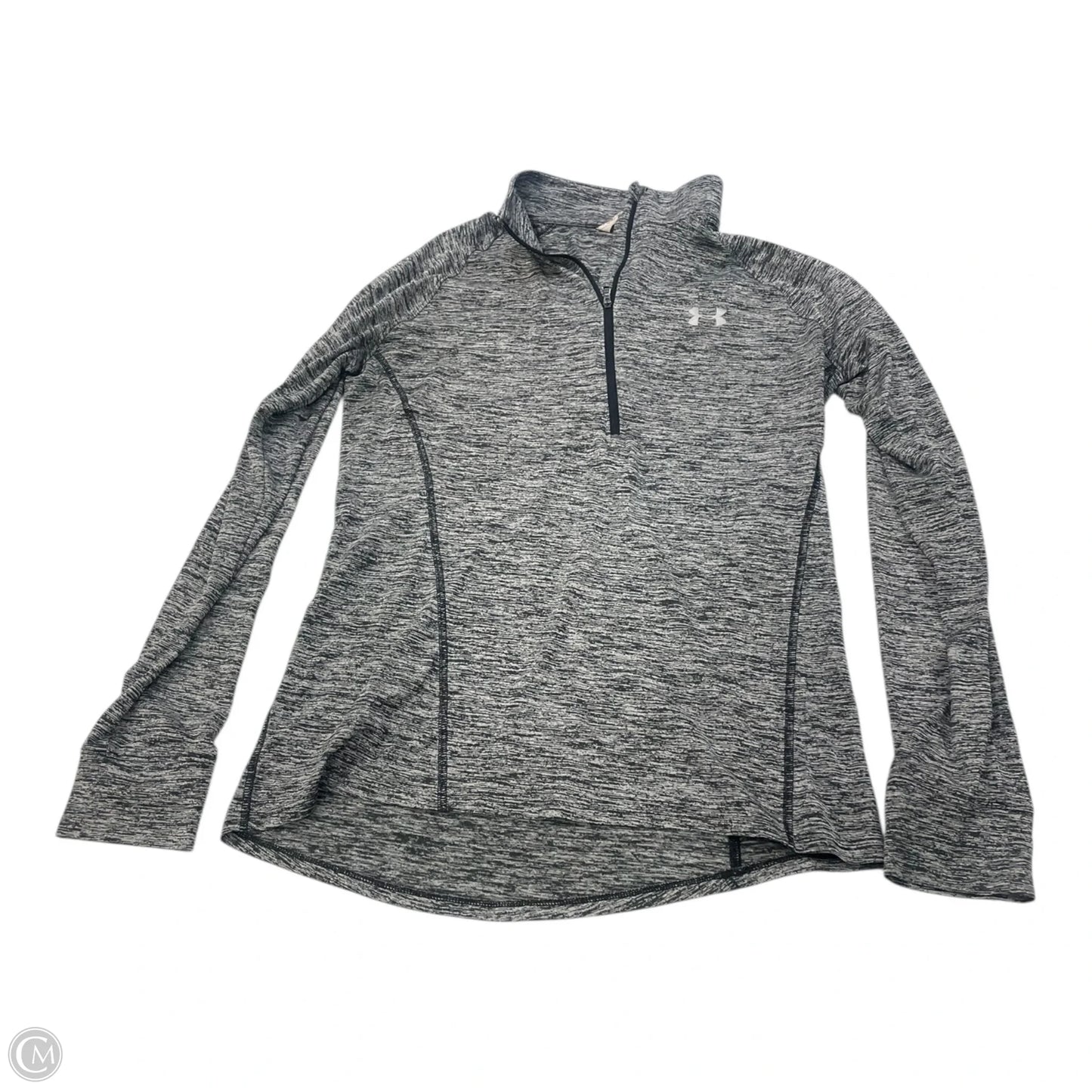 Athletic Top Long Sleeve Collar By Under Armour In Grey, Size: M