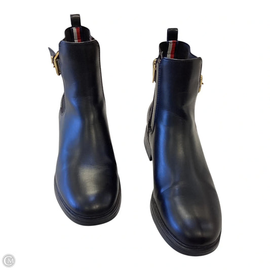 Boots Ankle Heels By Tommy Hilfiger In Black & Gold, Size: 8.5