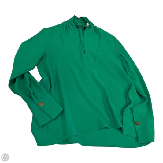 Top Long Sleeve By Zara Basic In Green, Size: M