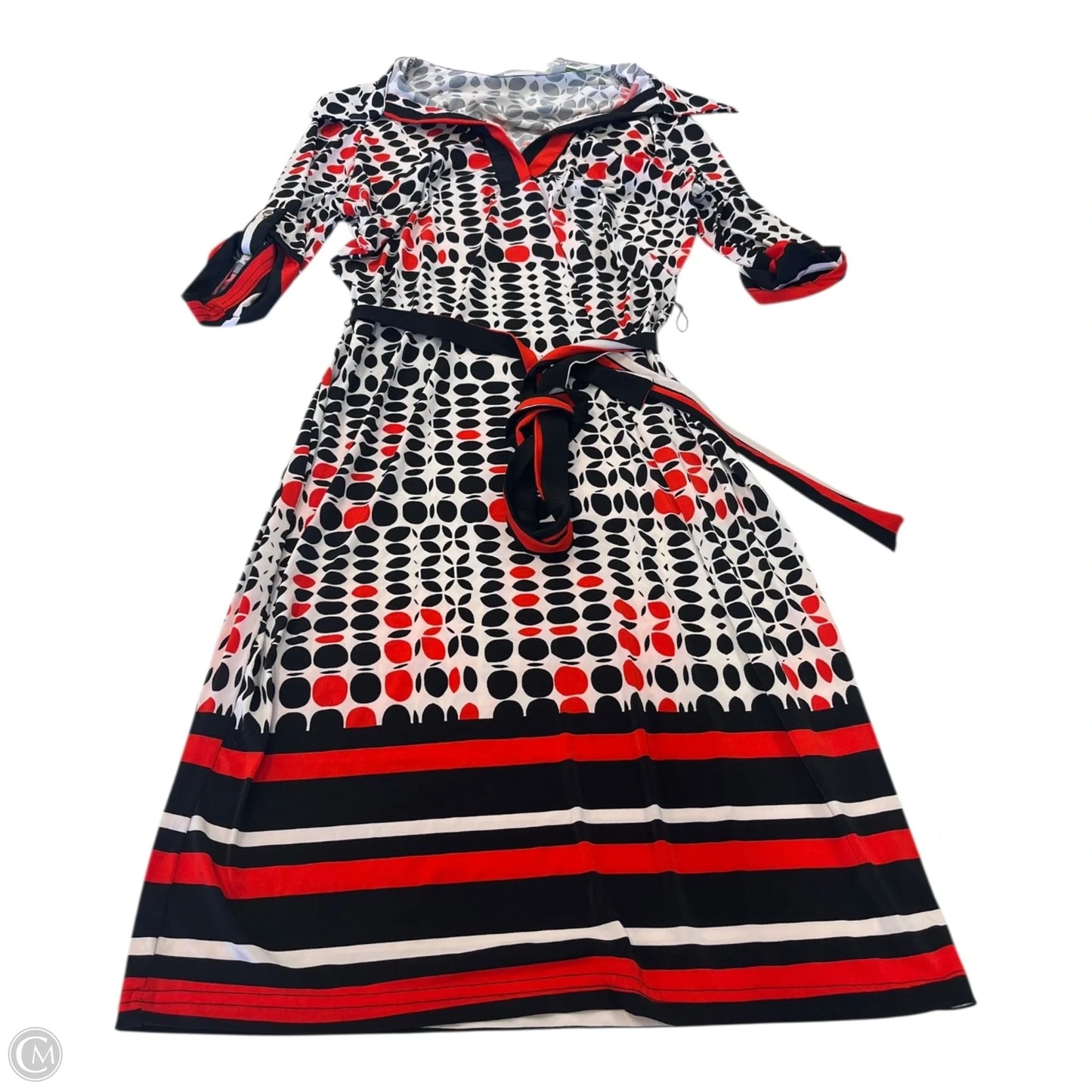 Dress Casual Short By Mlle Gabrielle In Black & Red, Size: S