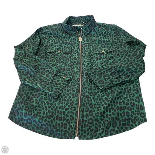 Top Long Sleeve By Michael By Michael Kors In Black & Green, Size: 2x