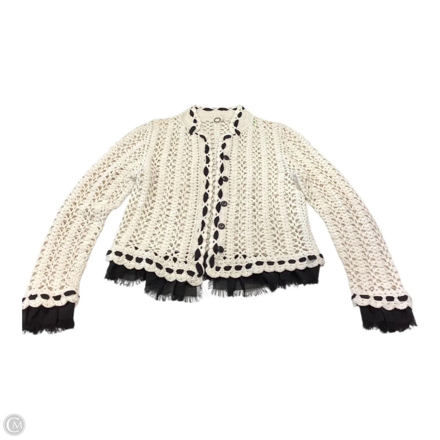 Cardigan By One Girl Who In Black & Cream, Size: Osfm