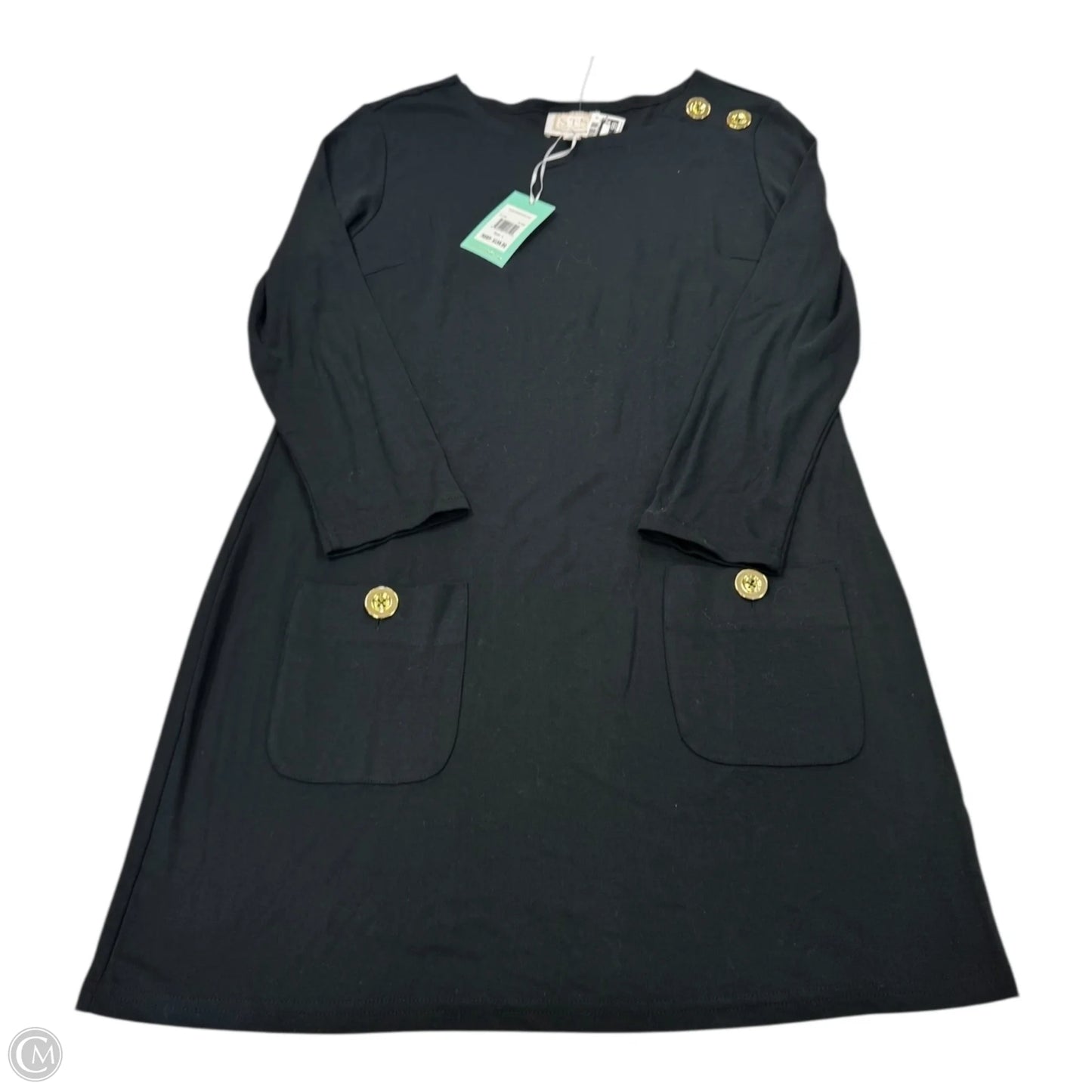 Dress Casual Midi By Sail To Sable In Black & Gold, Size: L