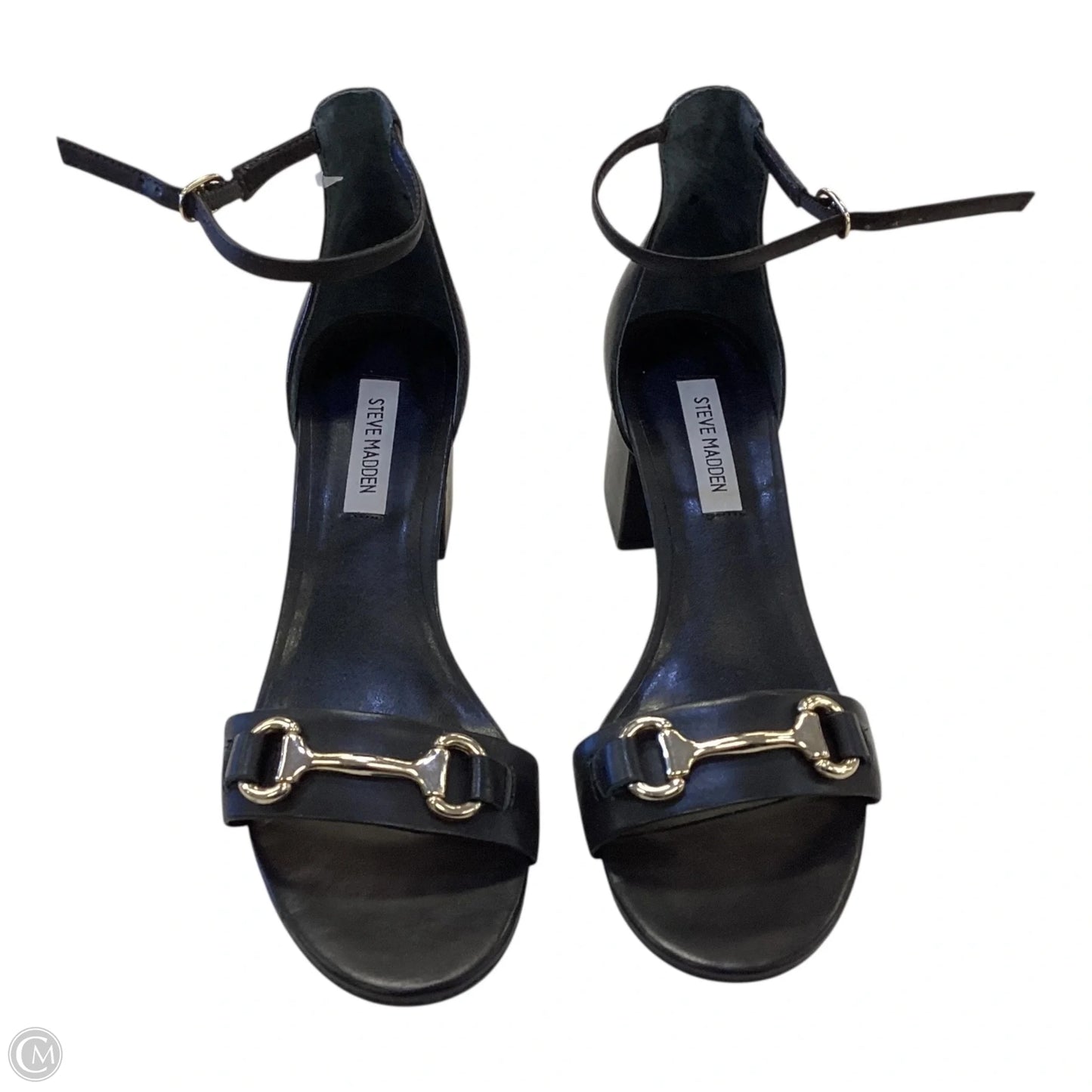 Shoes Heels Block By Steve Madden In Black & Gold, Size: 8.5