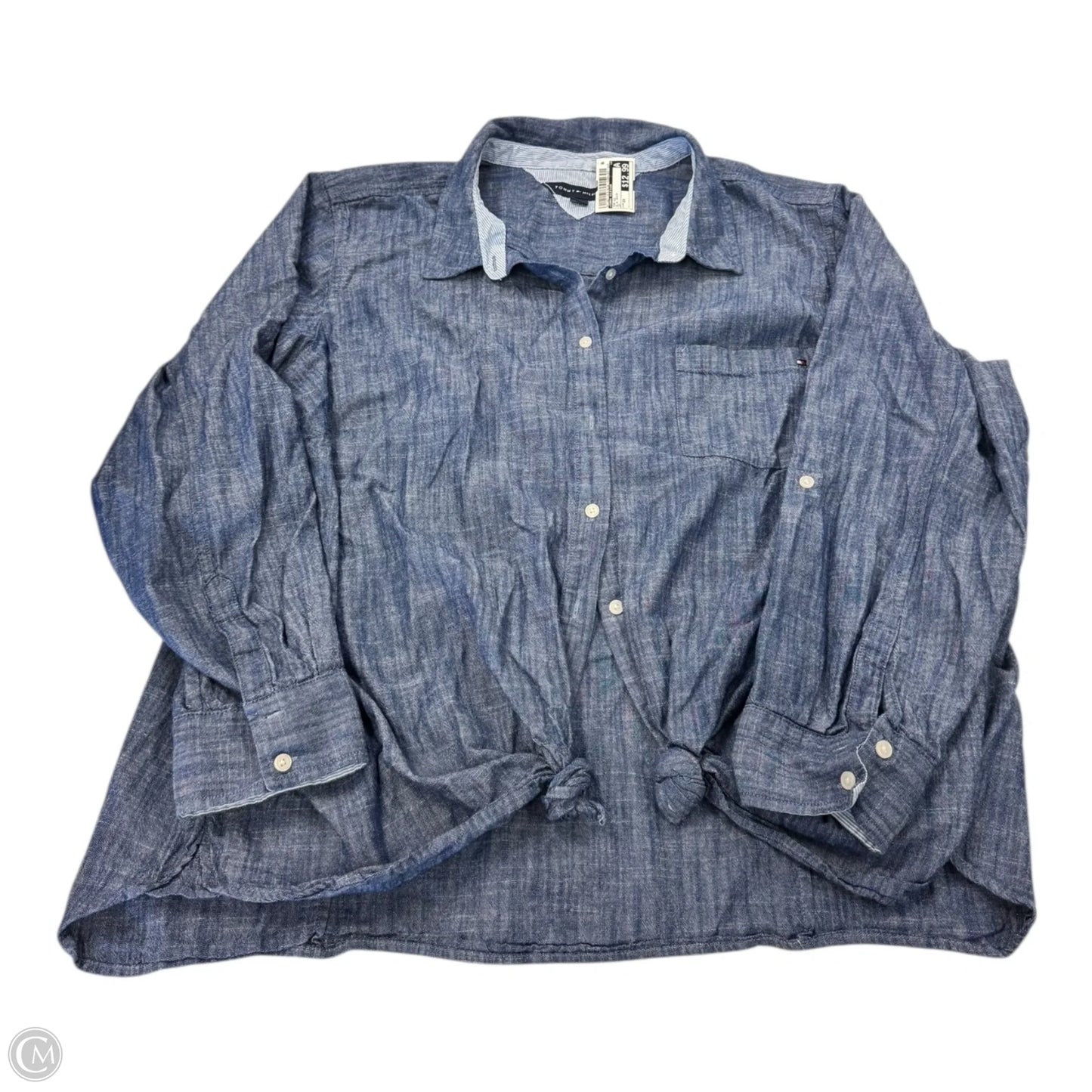 Top Long Sleeve By Tommy Hilfiger In Blue Denim, Size: 2x