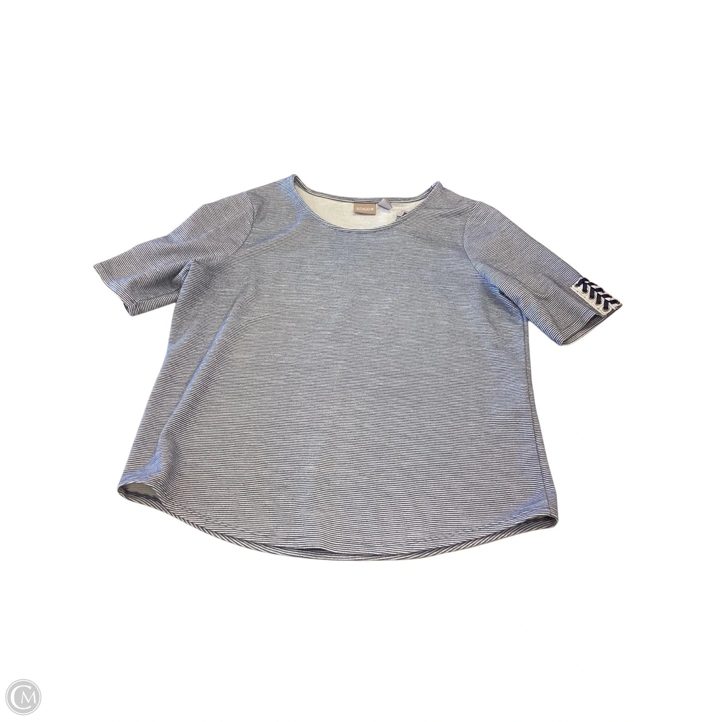 Top Short Sleeve By Chicos In Blue & White, Size: M