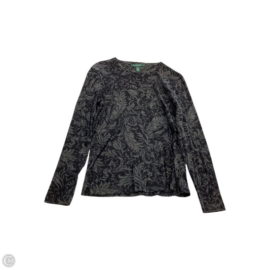 Top Long Sleeve By Lauren By Ralph Lauren In Black & Brown, Size: M