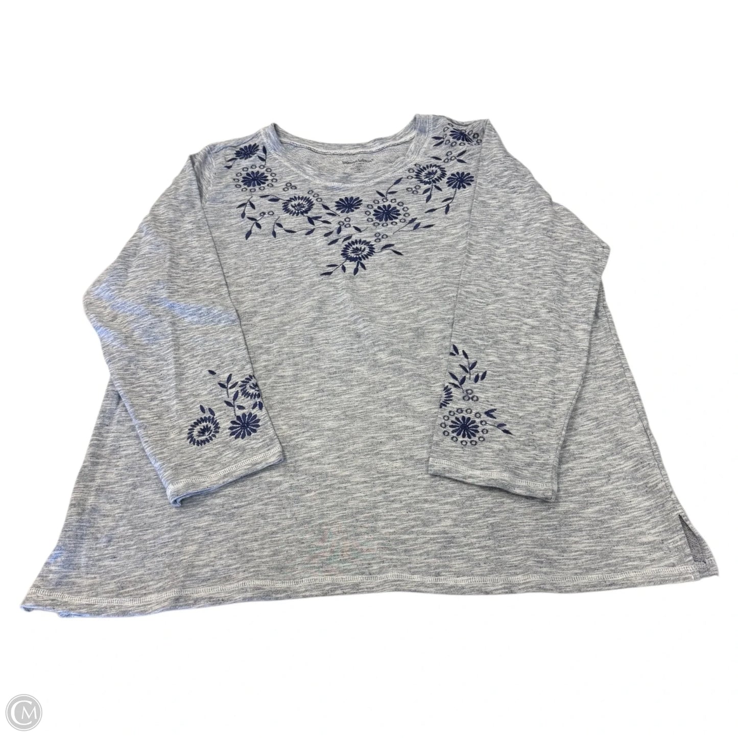 Sweatshirt Crewneck By Woman Within In Blue & Grey, Size: 1x