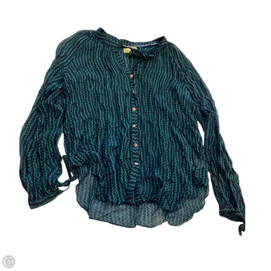 Top Long Sleeve By Maeve In Blue & Green, Size: L