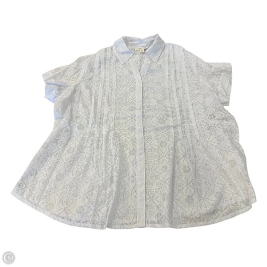 Top Short Sleeve By Coldwater Creek In White, Size: 2x