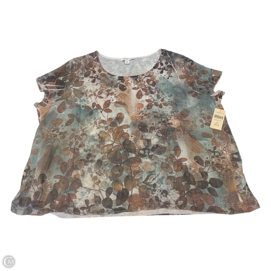 Top Short Sleeve By Coldwater Creek In Brown & Green, Size: 3x