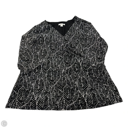 Top 3/4 Sleeve By Coldwater Creek In Black & White, Size: 3x