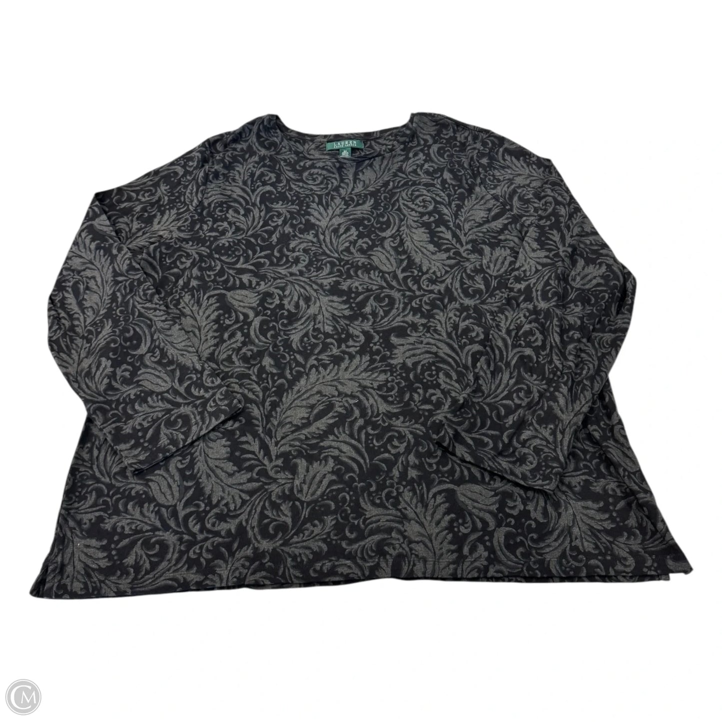 Top Long Sleeve By Lauren By Ralph Lauren In Black & Grey, Size: 3x
