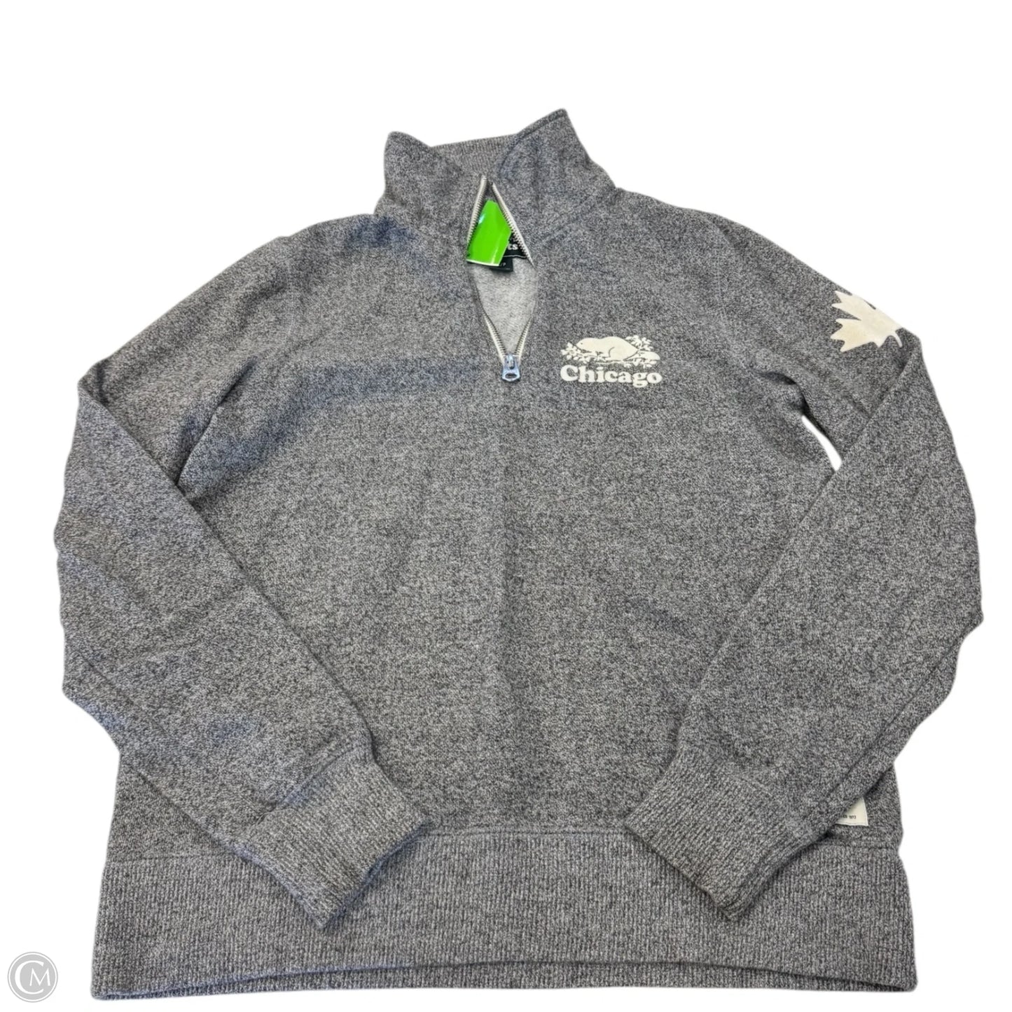 Sweatshirt Collar By Roots In Grey, Size: S