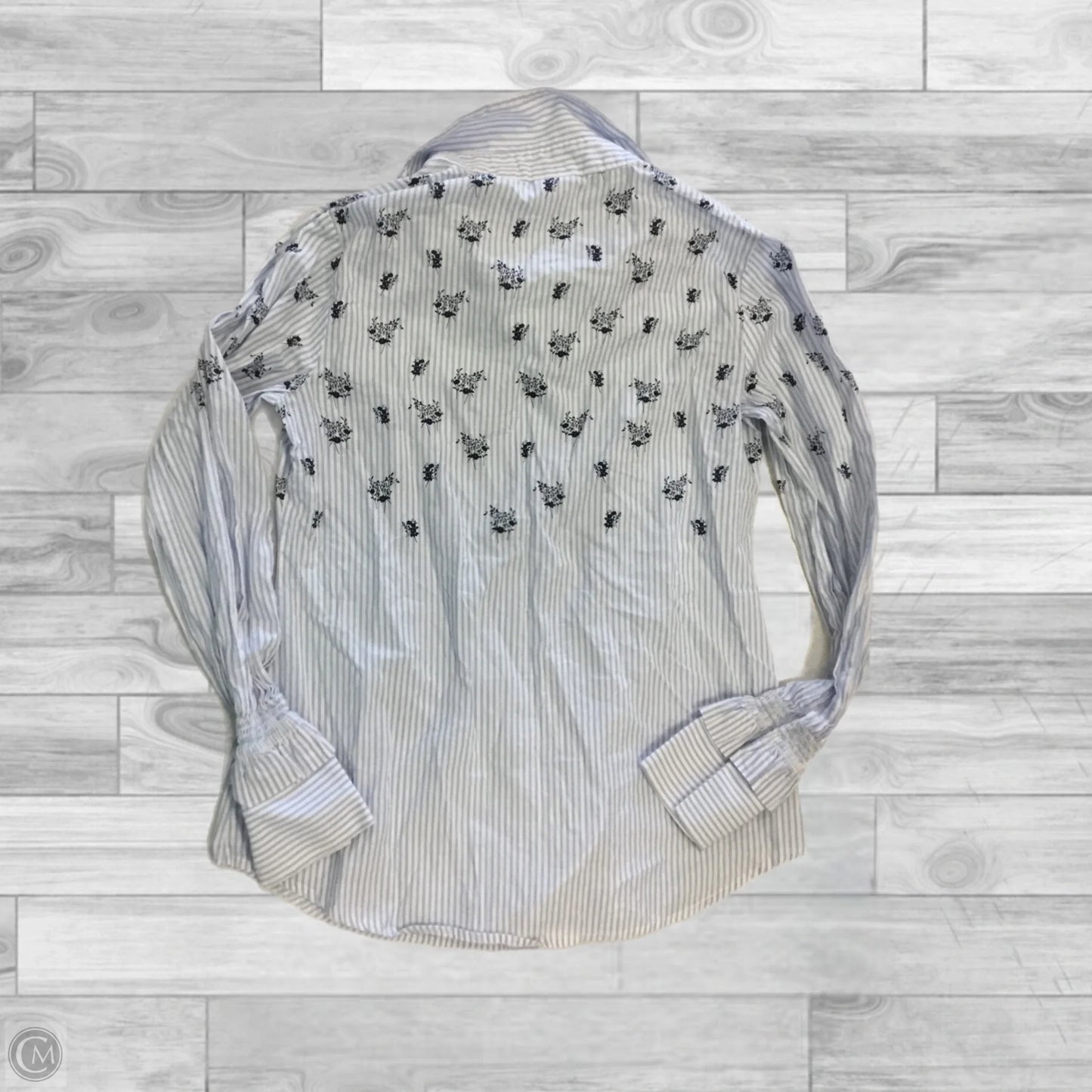 Top 3/4 Sleeve By Cabi In Blue & White, Size: Xs