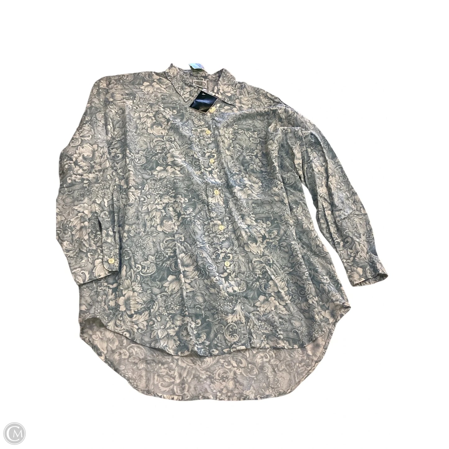 Top Long Sleeve By Laura Ashley In Blue & White, Size: 10
