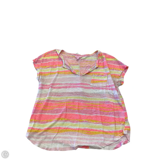 Top Short Sleeve Designer By Lilly Pulitzer In Orange & Pink, Size: M