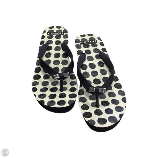 Sandals Designer By Coach In Black & White, Size: 7.5