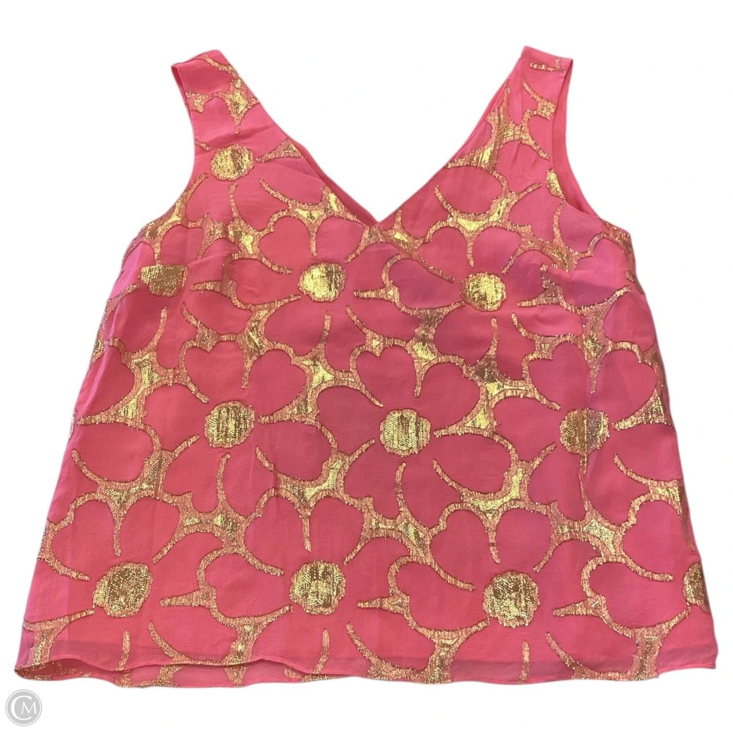 Top Sleeveless Designer By Lilly Pulitzer In Gold & Pink, Size: L