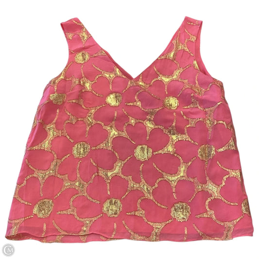 Top Sleeveless Designer By Lilly Pulitzer In Gold & Pink, Size: L