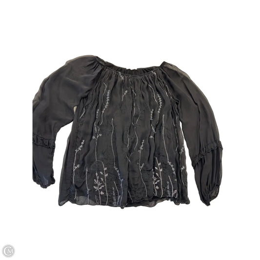 Top Long Sleeve By Tempo Paris In Black & Silver, Size: M