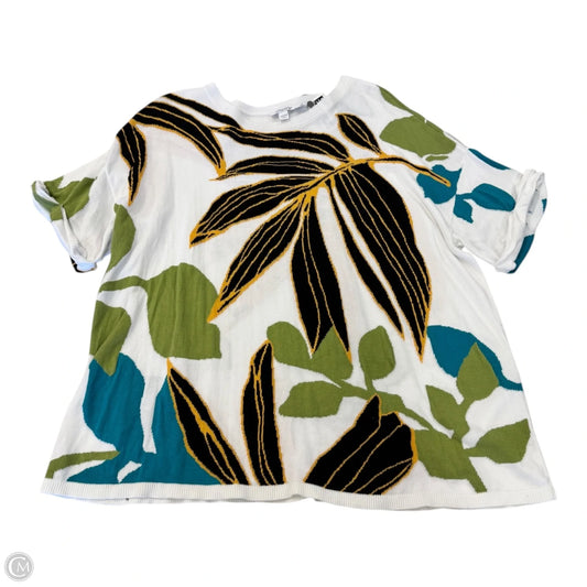 Top Short Sleeve By Chicos In Black & Green, Size: Xl