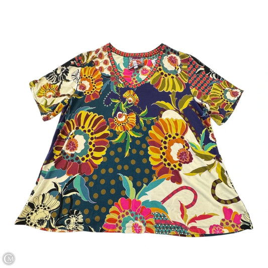 Top Short Sleeve By Johnny Was In Floral Print, Size: L