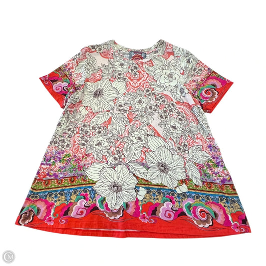 Top Short Sleeve By Johnny Was In Floral Print, Size: Xl