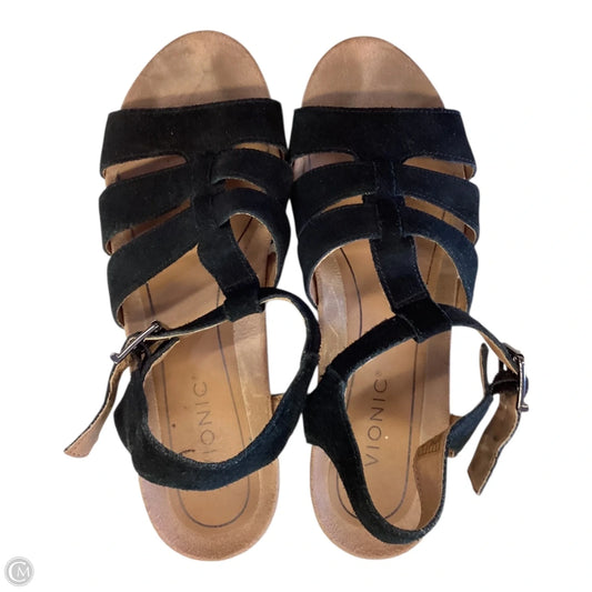 Sandals Heels Wedge By Vionic In Black, Size: 9.5