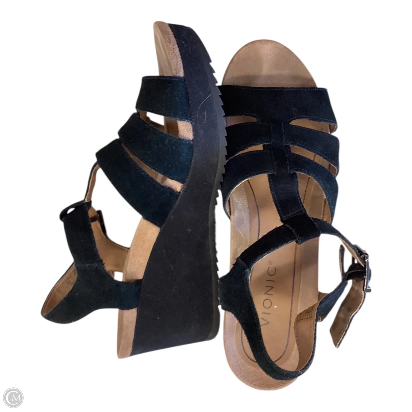 Sandals Heels Wedge By Vionic In Black, Size: 9.5