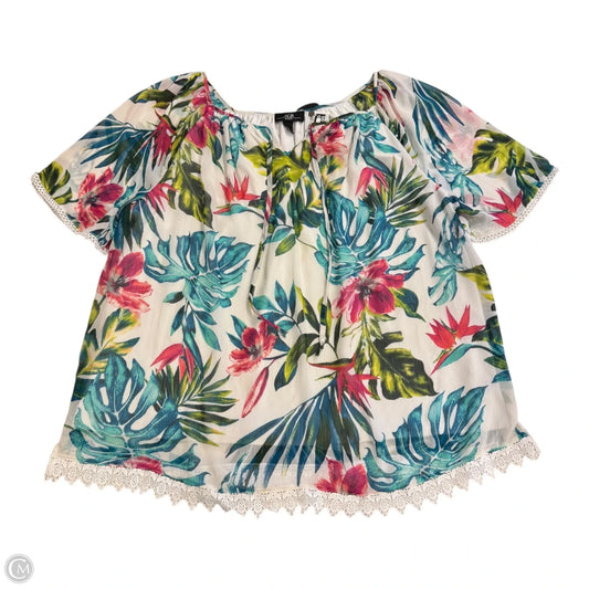 Top Short Sleeve By Agb In Floral Print, Size: 2x