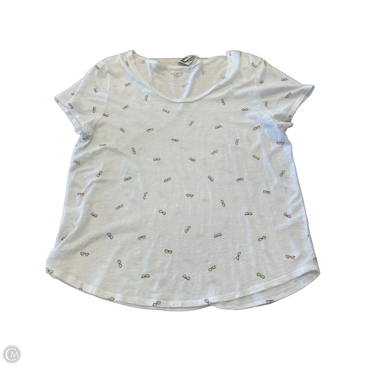 Top Short Sleeve By Loft In Pink & White, Size: Xl
