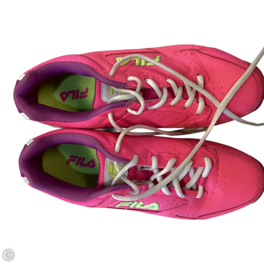 Shoes Athletic By Fila In Pink & Yellow, Size: 10