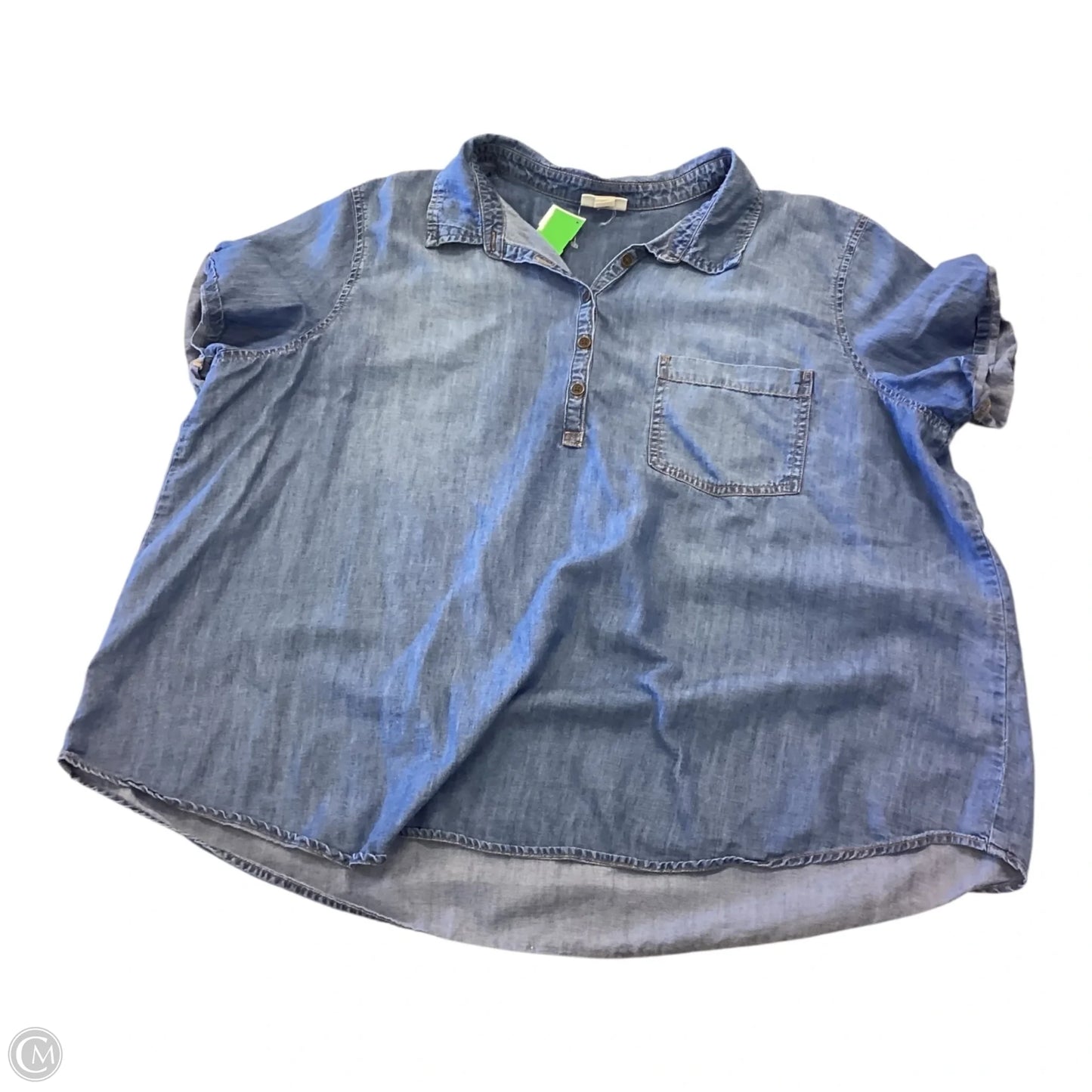 Top Short Sleeve By Ana In Blue Denim, Size: 1x