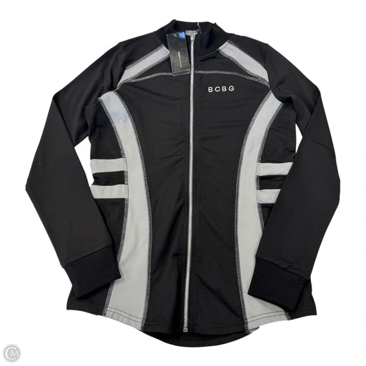 Athletic Jacket By Bcbgmaxazria In Black & Grey, Size: S