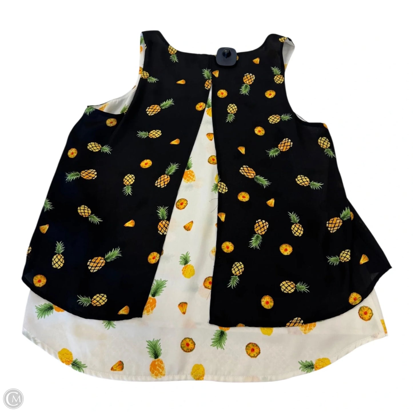 Top Sleeveless By Chenault In Black & Yellow, Size: S