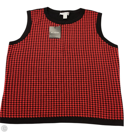 Top Sleeveless Luxury Designer By St John Collection In Black & Red, Size: Xl