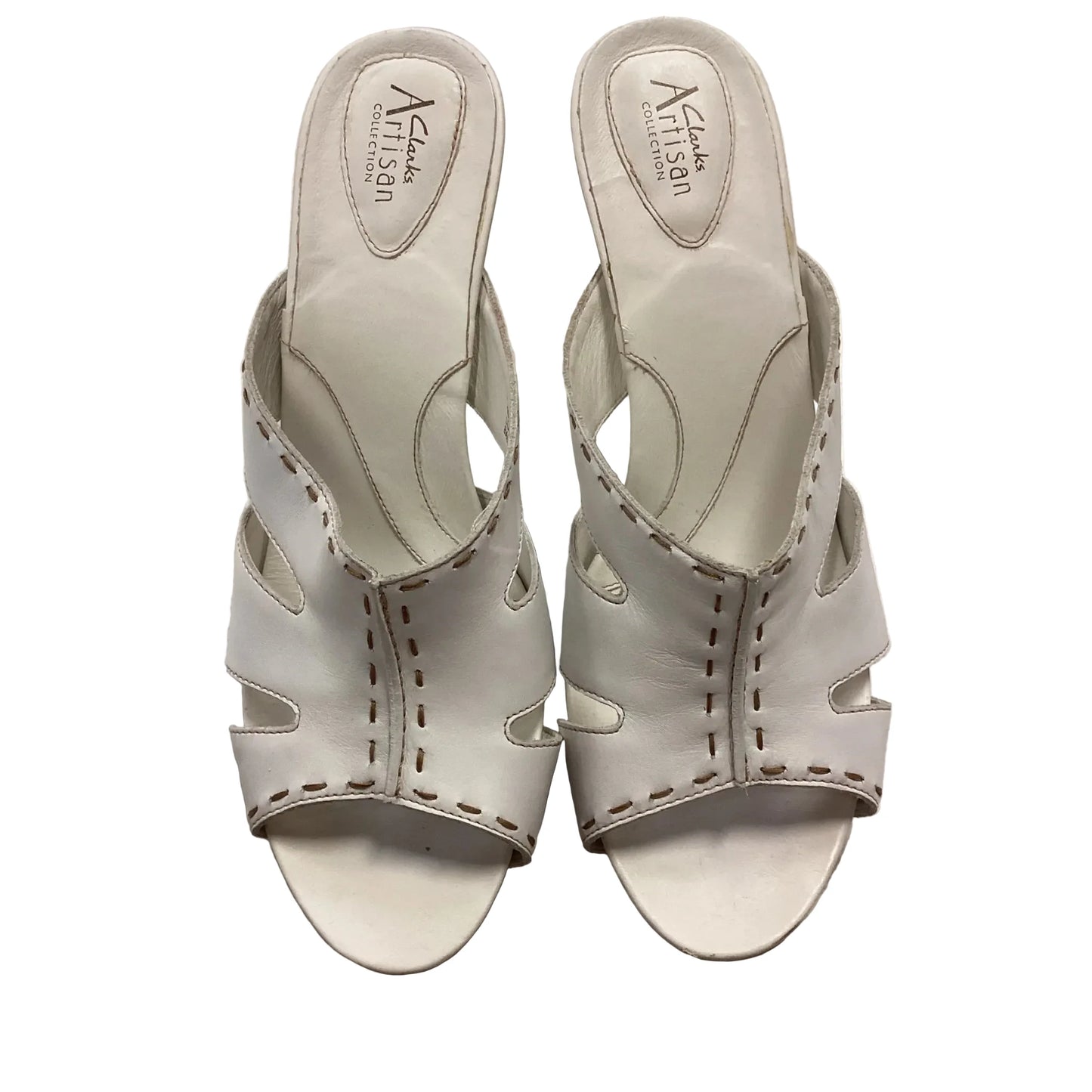 Sandals Heels Block By Clarks In White, Size: 11