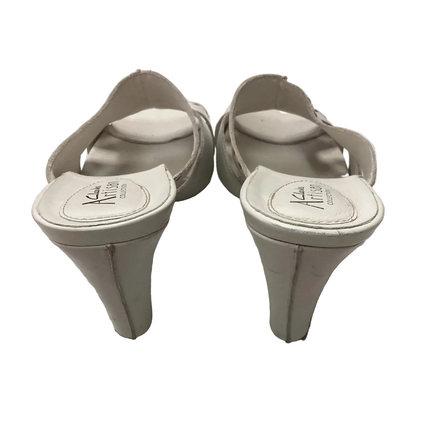 Sandals Heels Block By Clarks In White, Size: 11