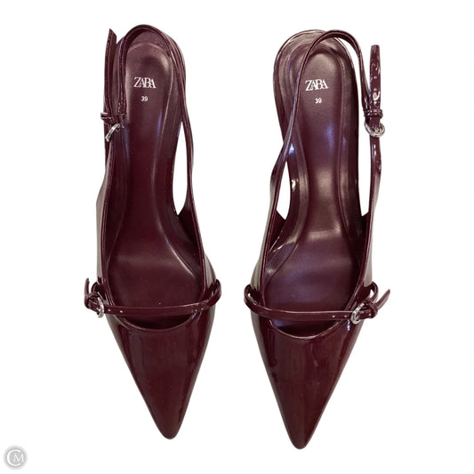 Shoes Heels Kitten By Zara In Maroon, Size: 8.5