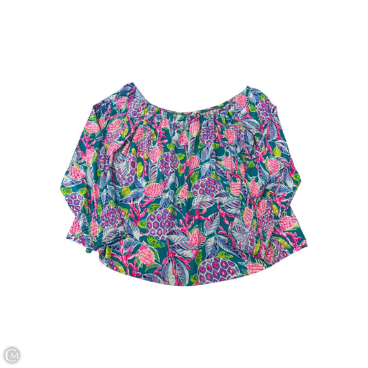 Top 3/4 Sleeve Designer By Lilly Pulitzer In Tropical Print, Size: Xl