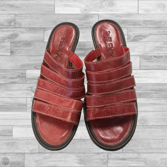 Sandals Heels Wedge By Clothes Mentor In Red & Tan, Size: 8