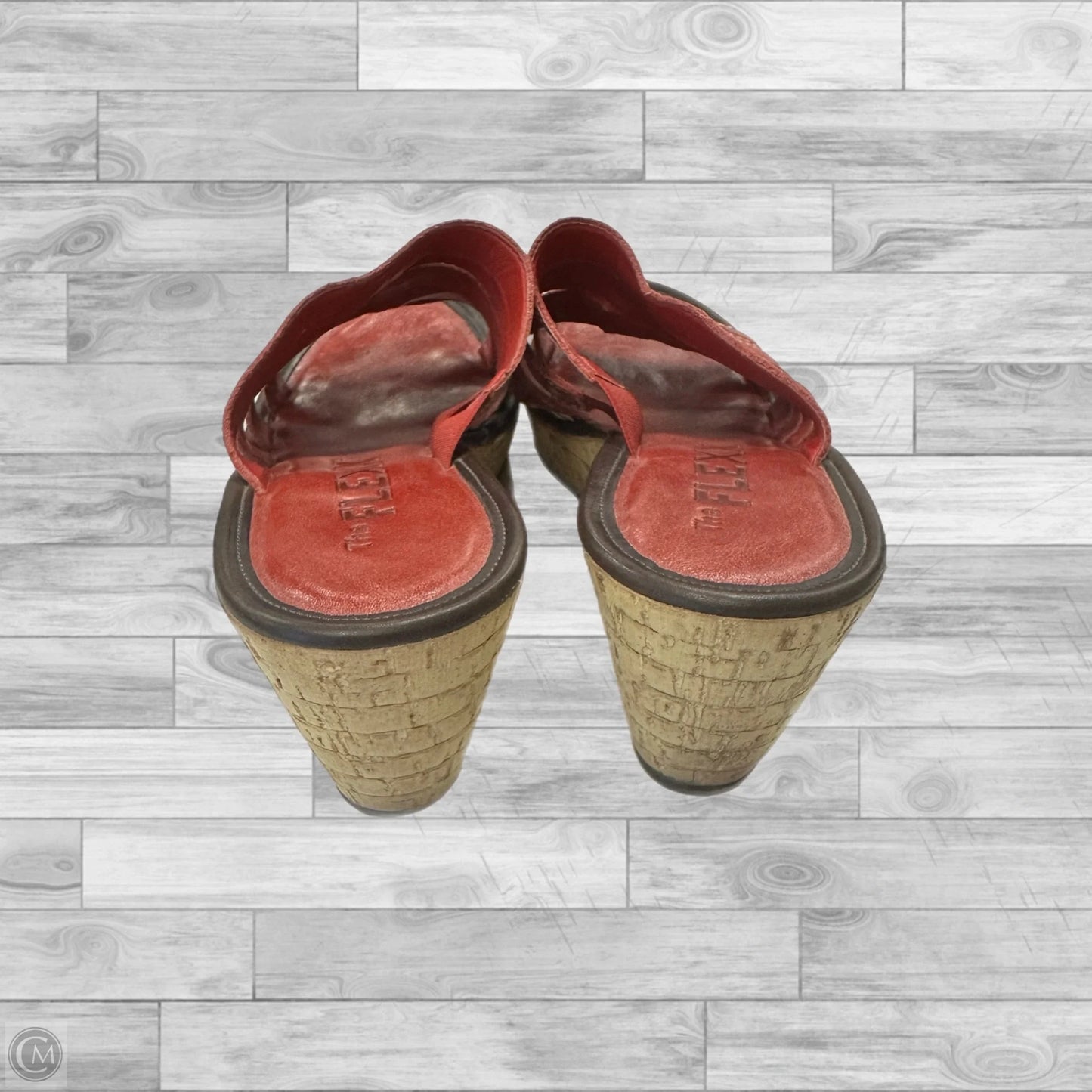 Sandals Heels Wedge By Clothes Mentor In Red & Tan, Size: 8