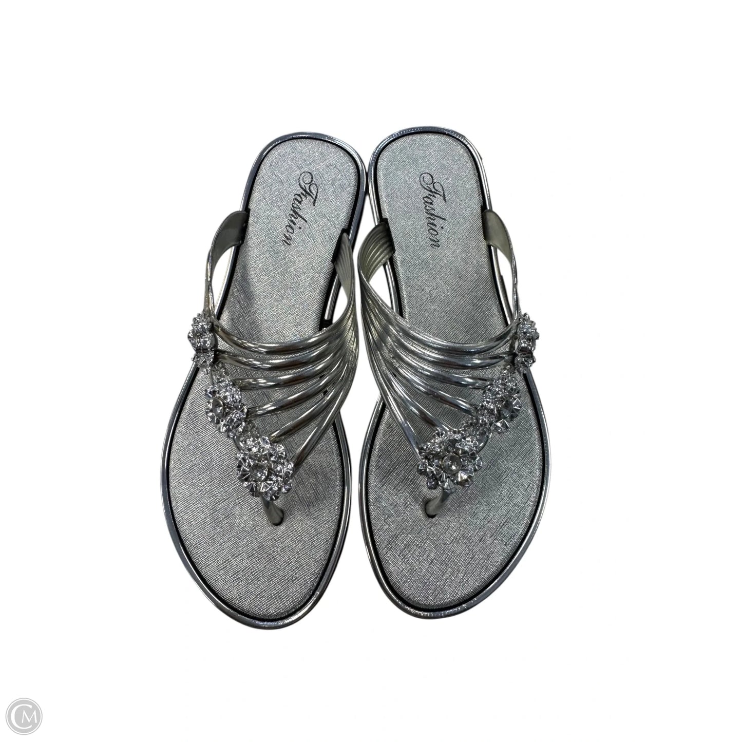 Sandals Flip Flops By Clothes Mentor In Silver, Size: 7