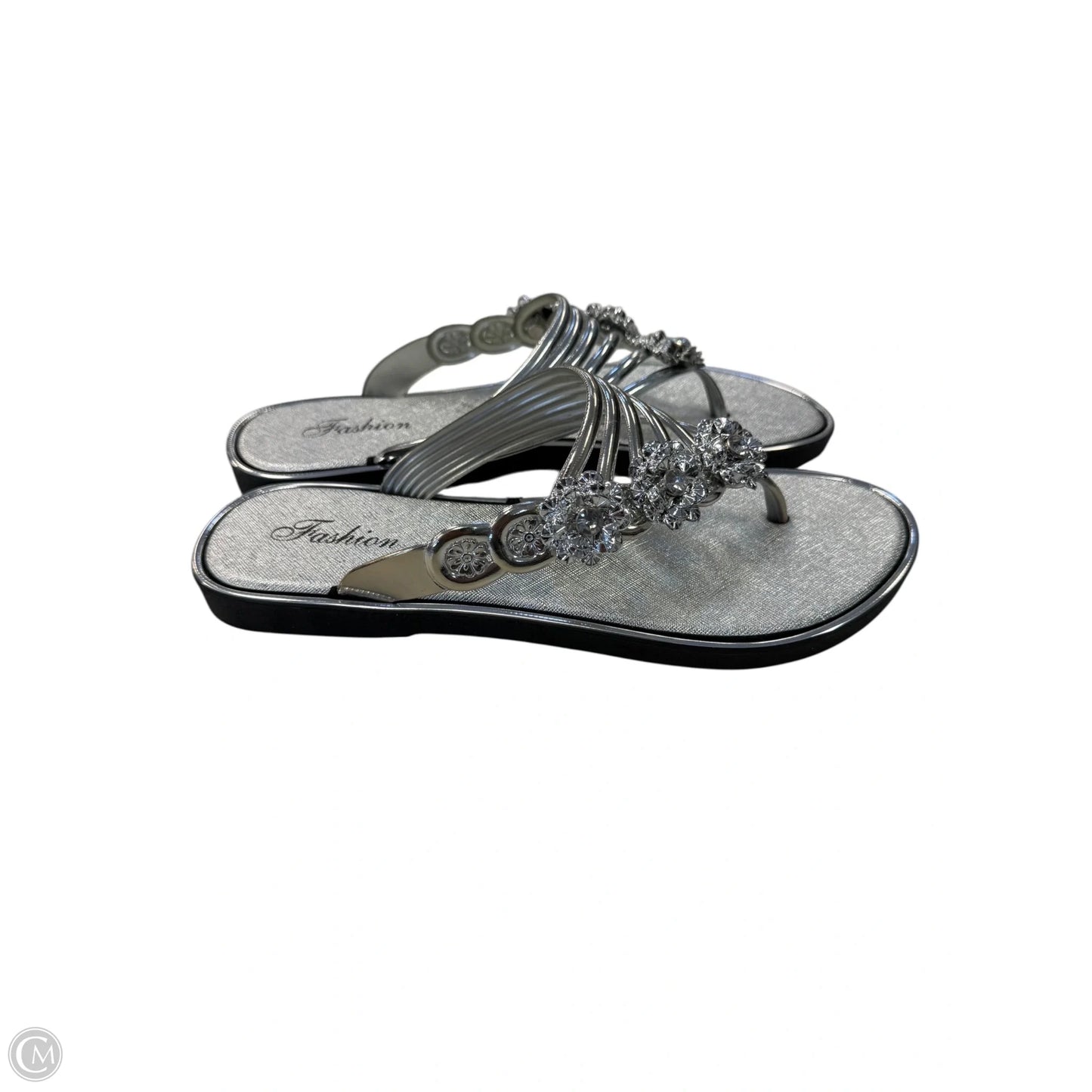 Sandals Flip Flops By Clothes Mentor In Silver, Size: 7